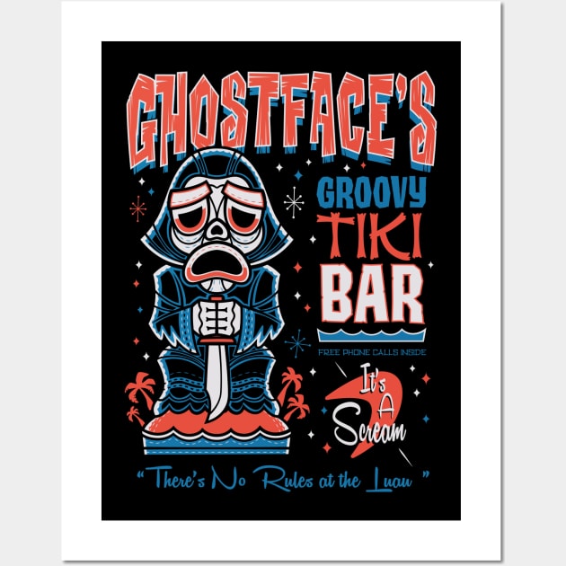 Ghostface Tiki Bar - Creepy Cute Slasher - Hawaii Surf Vacation Wall Art by Nemons